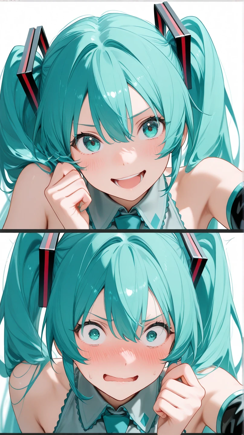 Highest image quality Hatsune Miku's pleasant expression, dynamic pose ...