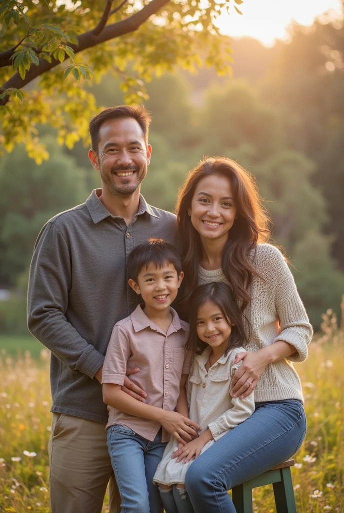 a family of three in America