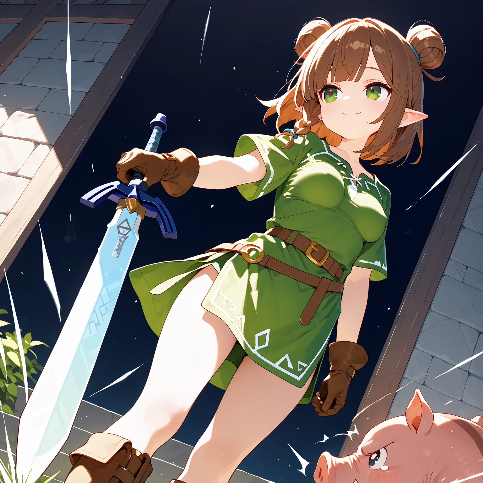 Make a picture where a fairy is getting tied up by a female thief in the woods, bound