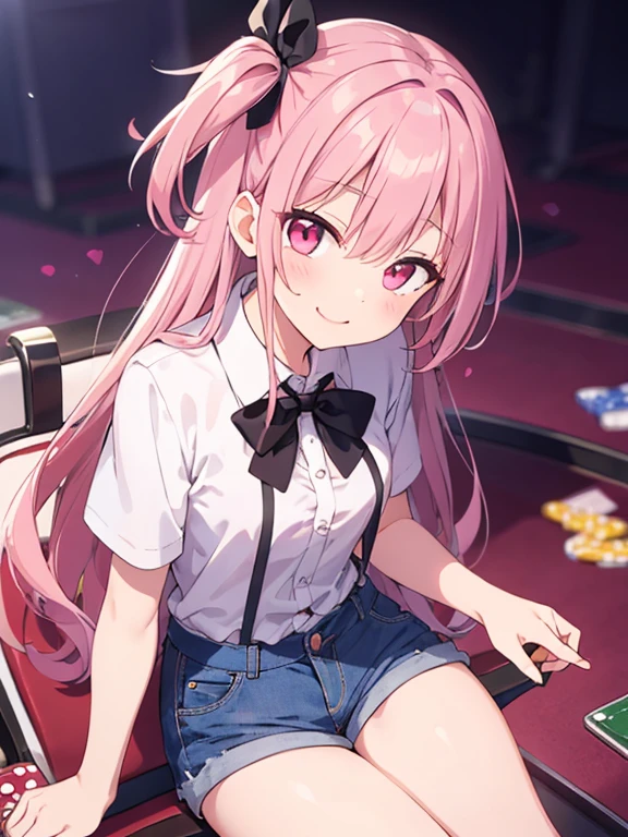 Pink Hair、ピンク目girl、Small breasts、Hair Bun、girl、Small breasts、Lolita、Bright smile、Looks about 15 years old、Petan Musume、short、目のhighlight、Sexy thighs、Bunny Girl Costume、Bunny ears、casino、Super sexy bunny girl、Please show me your armpits、Your eyes are so beautiful、highlight