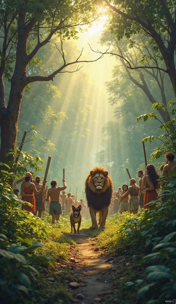 The lion king called the wild animals to a meeting in an open space in the middle of the forest.