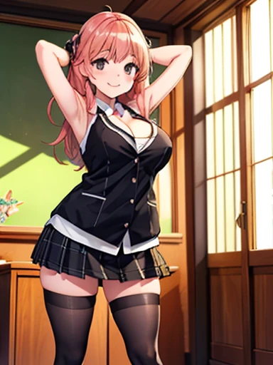 masterpiece, best quality, 8k, official art, original photo, Extremely ridiculous, beautiful girl, pretty face, (sitting, cowboy shooting, Uniforms, thigh:1.2), White shirt, looking at the audience, teenager, classroom, Surreal, high resolution, photography, Navy pleated skirt, film grain, Color difference, sharp focus, Menko, dynamic lighting, Cinema lighting, most detailed, Extremely detailed, Super detailed, fine details, Extremely detailed eyes and face, tie，leg wide open，Seductive pose，Cock your ass，cleavage，，Breast pain，lace，bikini，lace内衣，A thousand flavors，Beautiful and moving，Touch the right chord，excellent，，wife，wife，Show off your figure