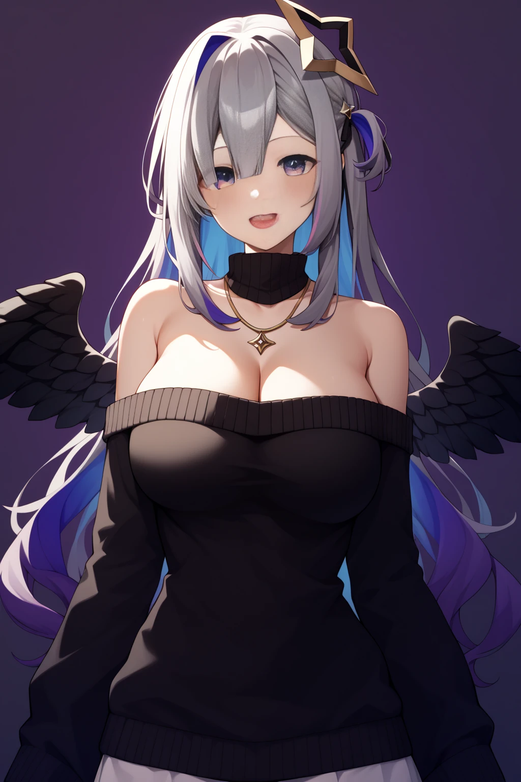 <lora:Iphone-ChanV1-000040:0.8>, phnChan, breasts_out, nipples, thighs, smirk, narrowed_eyes, 1girl, long_hair, thighhighs, tail, animal_ears, fingerless_gloves, white_hair, grey_eyes