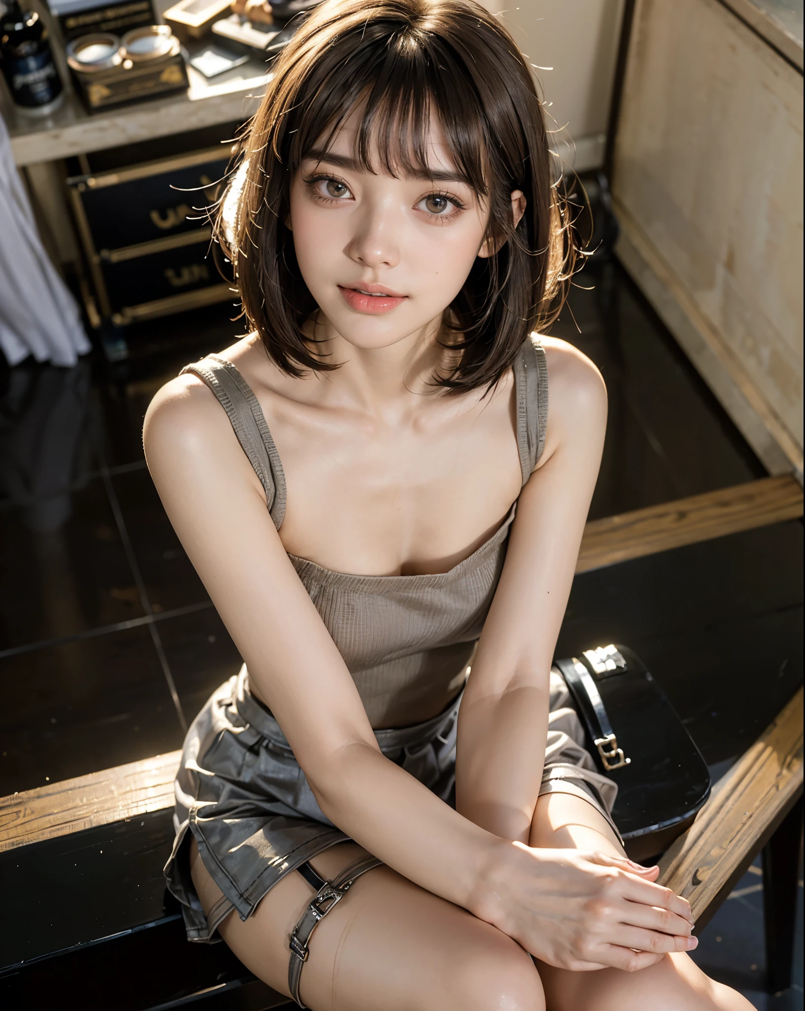 highest quality, masterpiece, (Original photo, Professional photography, photoRealistic, Realistic:1.3), Highly Detailed CG 16K Unity Wallpaper, (Best aesthetics, Natural light:1.1), Ultra-high resolution, (Correct Anatomy:1.5), ((Highly detailed skin texture:1.1)), ((from the front:1.3)), 1 naked girl, Big Breasts、Wide Hips、Japanese women, alone, View Viewer, Cowboy Shot, (whole body、Completely naked), (), (19 years old:1.1), (Looks younger than his actual age:1.3), Brown Hair, Pretty detailed skin, Dark Eyes, ((thin目:1.4)), Detailed nose, beautiful唇,beautiful:1.3), ((1.5)), ((a bit, thin:1.4)), ((beautiful胸:1.2)), (((Put your arms behind your back, Suppressed, shibari, Bind the body with chains:1.5))), (((Standing:1.4))), (((indoor, Enemy Base, dark, :1.2)))、Being blamed for remote play、Feeling it makes me lean forward