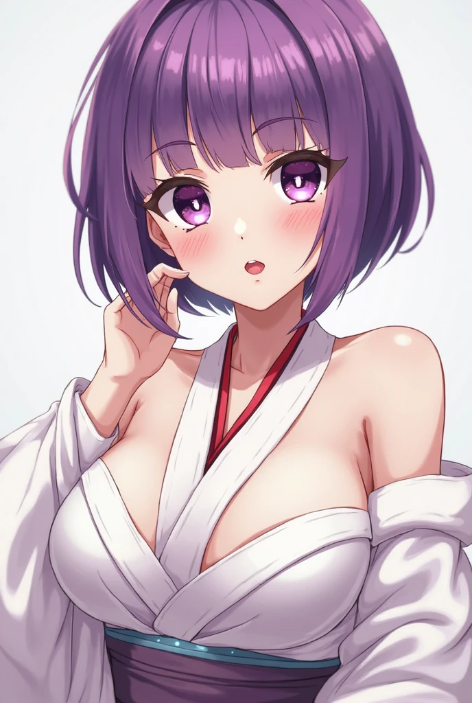 BREAK looking at viewer,BREAK (masterpiece:1.2), best quality, high resolution, unity 8k wallpaper, (illustration:0.8), (beautiful detailed eyes:1.6), extremely detailed face, perfect lighting, extremely detailed CG, (perfect hands, perfect anatomy)onsen,hot springs,night,soft light,wet,shizuka mikazuki, short hair, purple hair, hair ornament, hairclip, (pink eyes:1.5), swept bangs,
collarbone, japanese clothes, kimono, sash, obi, towel, hand fan, yukata, holding fan, pink kimono, paper fan, towel around neck,upper body,neckline, cleavege,bend over,from above,nipples see through.