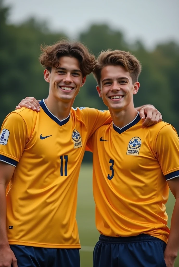 Tom Holland and Andrew Garfield in soccer kit