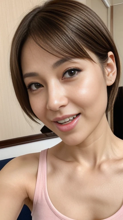 (Realistic Face:1.2), (CRYING FACE EXPRESSION:1.3), Chubby adorable, (sport bra), 1 girl, (face to face), 10 years old, baby face, happy, half body portrait, (face details: 1), (eye details: 1), ((flat breasts)). wearing transparent transparency soft soft long shirt, .. Cute posed. proportional body. Ultra High Res. realistic: 1.4, UHD, (leopard pattern), (very shorthaircut), ((Sports Bra Latch))