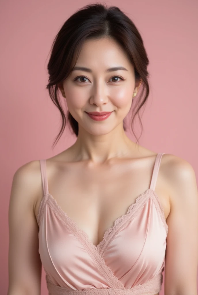 ((Highest quality)), ((masterpiece)), (detailed), Japanese, 40 years old, Beauty, Front face,whole body,smile, Nagoya,Facial wrinkles, In underwear,sexy