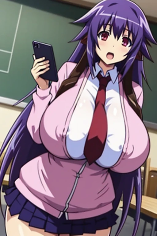 1 Beautifully Too Huge Breasted Cute mother, Pastel colors hair, (Excessively overwhelmingly gigantic huge breasts:1.6, Extra long sagging breasts:1.6, Thighs:1.2, thick legs:1.2, curvy:1.2, towering stature:1.6, massive fat thick unnatural belly, Plump, fat folds), purple eyes, (ahoge, messy hair:1.2, tired hair:1.2, flipped hair, very long hair, bags under eyes:1.3, wavy hair), black hair, (purple hair:1.2), (blush:1.2, emberrased:1.2, quiet personality:1.2, scared:1.2, looking away, wavy mouth, shy), (naked), at the adventurer's guild, A bulletin board with posted paper, hand over face