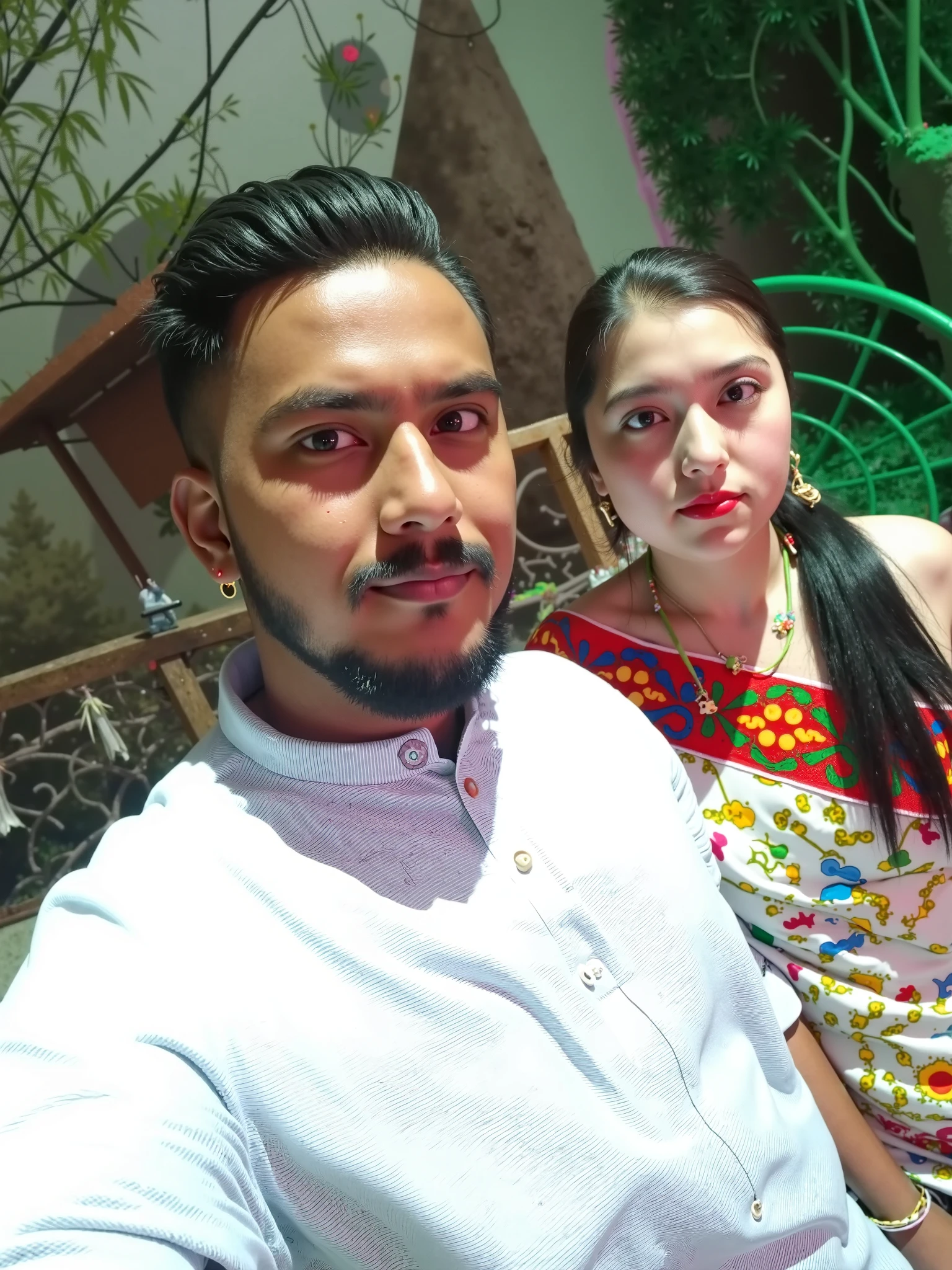 there is a man and woman standing together in a park, in love selfie, lovely couple, happy couple, selfie photo, candid picture, 8k selfie photograph, with lovely look, beautiful and adorable, cute photo photorealistic, photo, masterpiece, realistic, realism, photorealism, high contrast, photorealistic digital art trend in Artstation 8k HD high definition detailed realistic, detailed, skin texture, hyper detailed, realistic skin texture, armor, best quality,  Ultra high resolution, high resolution, detailed, raw photo, sharp re, by lee jeffries Nikon D850 film stock photography 4 kodak camera portra 400 lens f1.6 rich colors hyper realistic texture dramatic lighting irrealengine trending on artstation cinestill 800,