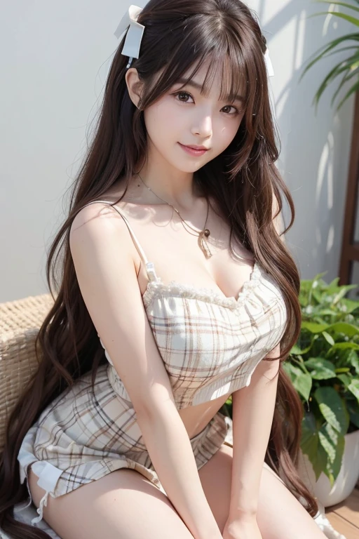 (((Fairy tale world,Ice Cream Falls,Chocolate Falls,Surrounded by candy)))、(((nsfw cute dress made of candy and chocolate))), Very delicate and beautiful girl, Perfect detail, Very delicate and beautiful, Mysterious, whole body, Girls Front, Focus on the girl, Tilt your head, 美しい詳細なwhole body, , 1 girl, Young girl, Thin and long hair, Curly Hair, Air Van, Beautifully crafted runic tail, Brown long hair、See-through bangs, Beautiful fine hair, Beautiful Face, Happy, Beautiful and delicate eyes with exquisite detail, Normal hand, (Natural Breasts), Light brown eyes, Very delicate and beautiful, wallpaper 8k CG, super high quality, Very detailed,(((Cute toothy smile)))