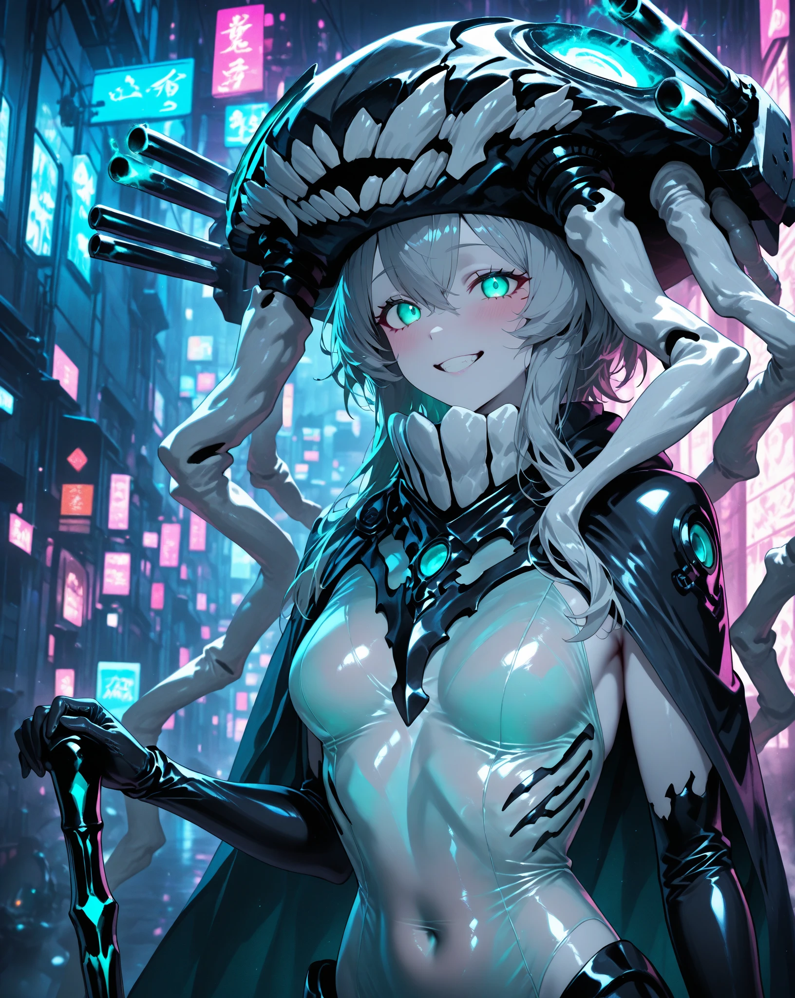 two beautiful girl elf, neon rainbow hair, space buns, no clothes, no pants, tentacles , city, psychedelic color city, fractal cyberscape, hanging out, cute faces, extreme abs, very developed ab muscles, no clothes, exposed body, nudist, futuristic, neon signs, beautiful sunset, giant mecha robot, no clothes, super pretty, unnatural grace, super beautiful, giant black and gold octopus tentacles touching characters, jewlery, quantum balls of power and light, tentacles, Millions of particles, floating in turbulent patterns, detailed, fractal sky