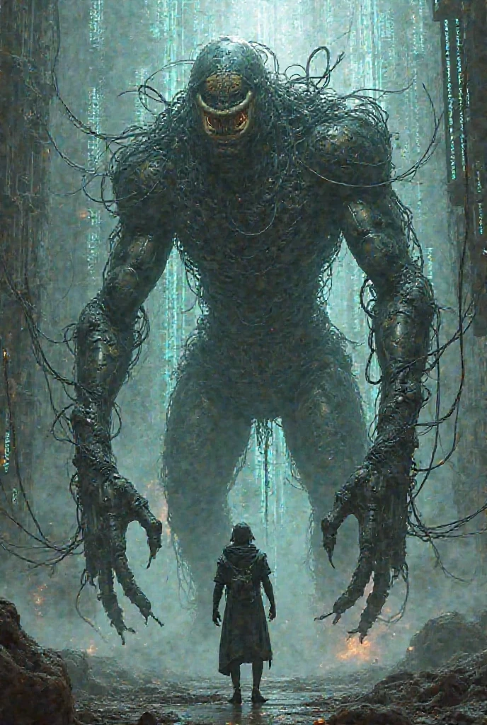 Alien invasion, Evil expression, boy,Abstract art,fantasy forest background,8K, Super detail, ccurate, Full body like,Best quality, Masterpiece, Super detail, High details, High quality, Best quality, A high resolution,