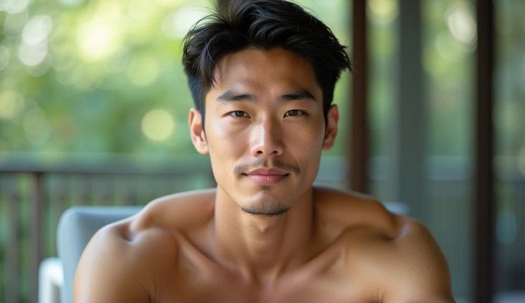 Super high value white skin Asian eight pack abs bathing sexy twenty-year-old young man strong little white face handsome guy Internet celebrity