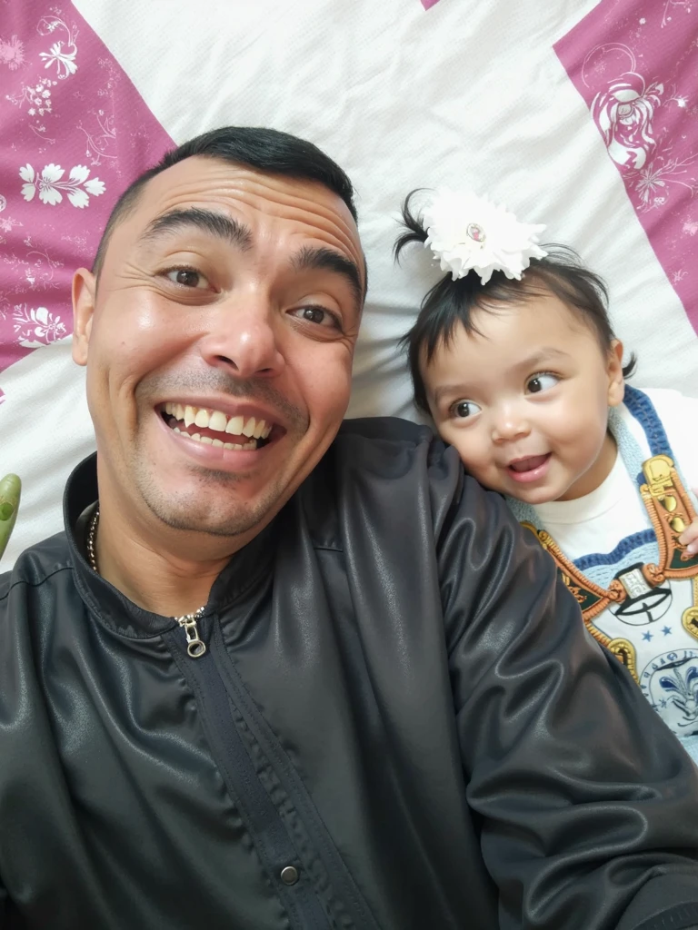 there is a man holding a baby in his arms, jose miguel roman frances, with a kid, father with child, 1614572159, mohamed chahin, caio santos, mateus 9 5, ismail, very very low quality picture, carmelo blandino, by Nándor Katona, saadane afif