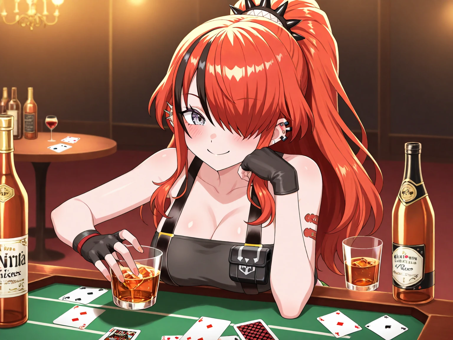 A sultry, dimly-lit boardroom sets the stage for a tantalizing power play. The CEO's curves are accentuated by a tight, red dress as she leans across the table, her eyes burning with calculated seduction. Her full lips brush against the investigator's ear, her hot breath whispering sweet nothings. The air is thick with tension as she uses her considerable charms to manipulate him, her ripe body a potent reminder of the vices she'll exploit to get what she wants.