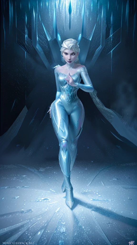 arafed woman in a blue dress with a snow angel wings, ice sorceress, ice queen, queen of ice and storm, stuning fantasy 3 d render, goddess of winter, the ice queen, karol bak uhd, stunning 3d render of a fairy, full body cgsociety, cgsociety masterpiece, 3 d render character art 8 k