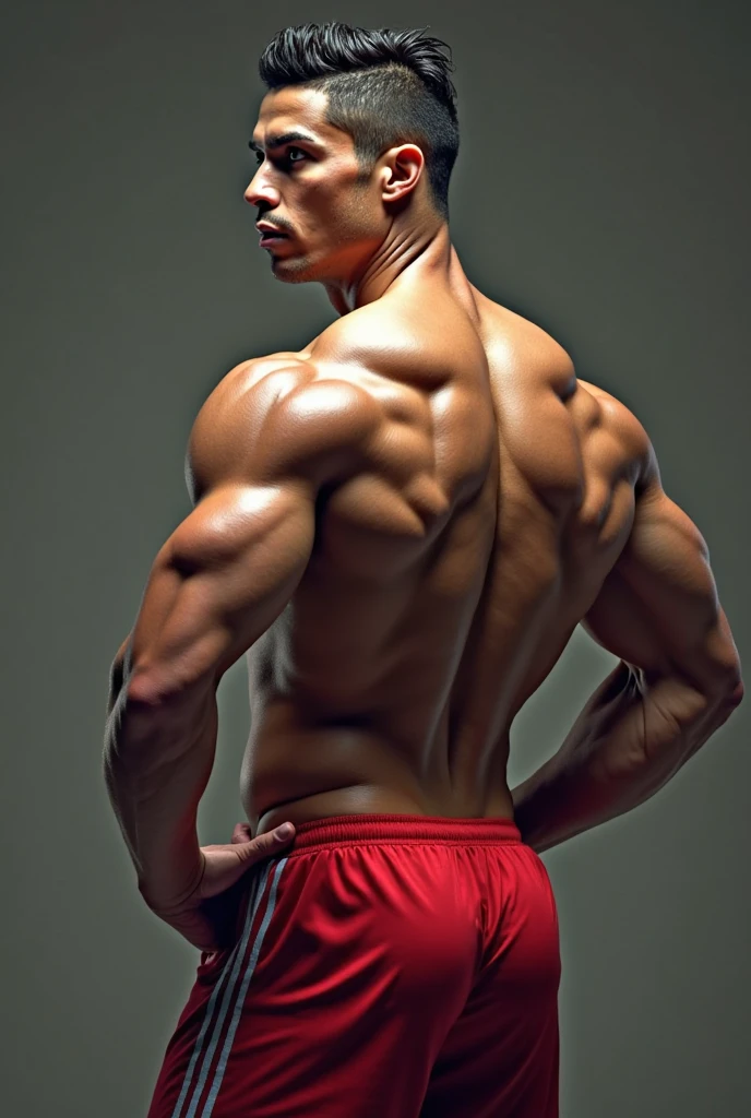 chiseled man with muscular back and no shirt, corpo de luz de fundo, muscular male body from back arms raised,  back-illuminated, red light