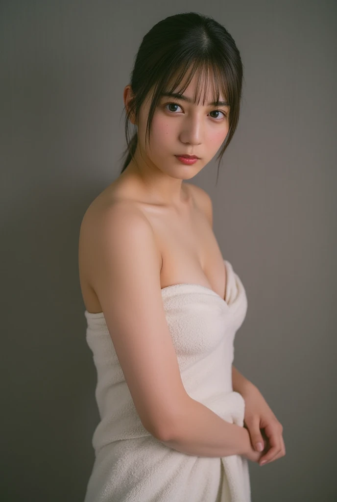 Highest quality, Realistic, Perfect Human Anatomy, Very detailed, Very delicate and beautiful, Raw photo, Professional Lighting, Illumination, Depth of written boundary, Single focus, whole body, Skinny Japanese woman, 30-year-old woman, Brown Hair, Small Head, Beautiful Eyes, True Face, Realistic skin, Fine grain, naked