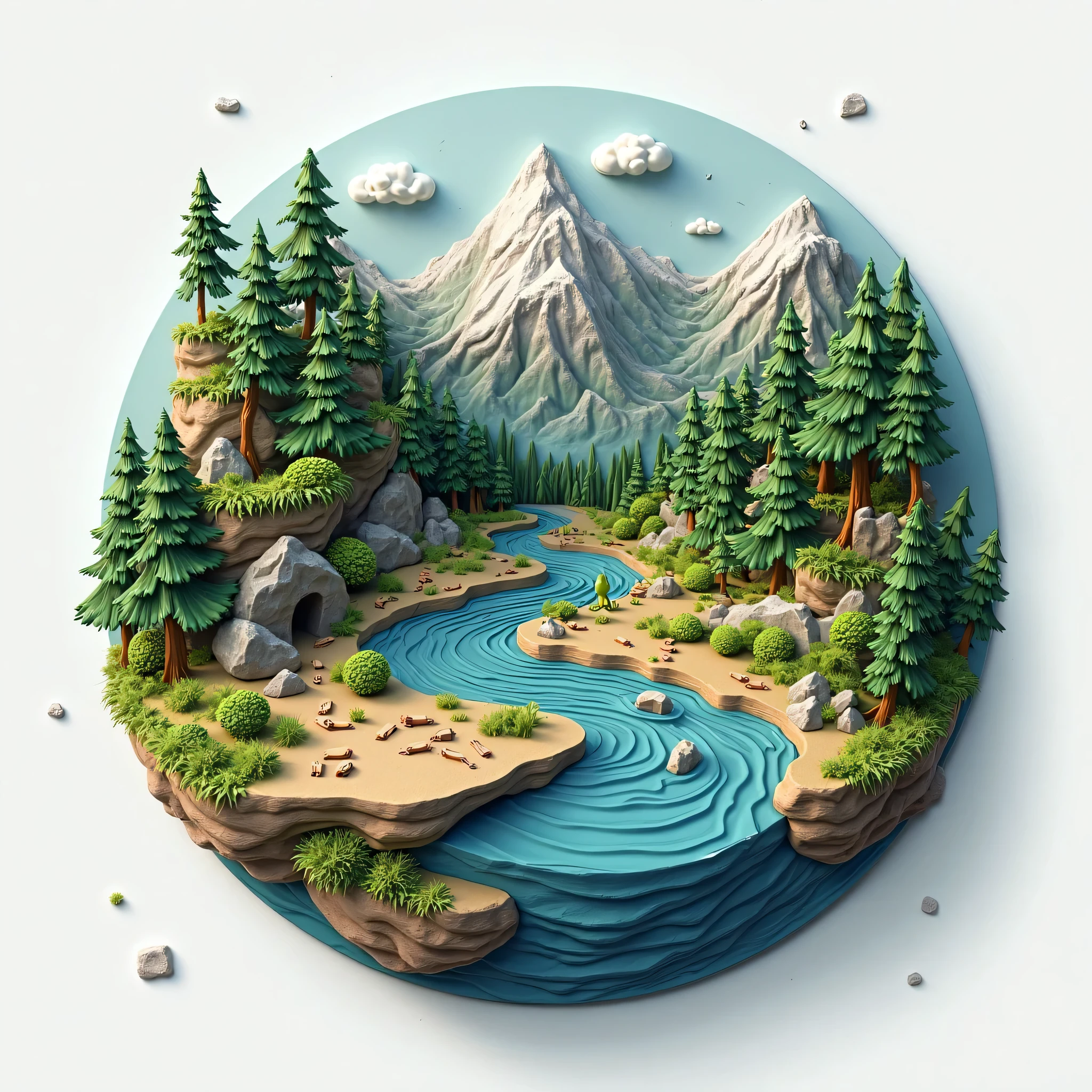 A 3D-style, nature-inspired logo featuring a detailed globe with miniature mountains, lush green forests, and flowing blue rivers sculpted onto its surface. Tiny footprints, resembling those of hikers or wild animals, are subtly embedded in the terrain, symbolizing exploration and adventure. The globe has a slightly raised, volumetric effect, making it appear dynamic and immersive. The color palette consists of rich greens for nature, deep blues for water and sky, and soft earthy browns for balance, evoking a sense of wanderlust and freedom. The logo should have a clean yet adventurous aesthetic, with space for the text 'Тропами планеты' in an elegant, organic-style font that blends harmoniously with the nature theme.