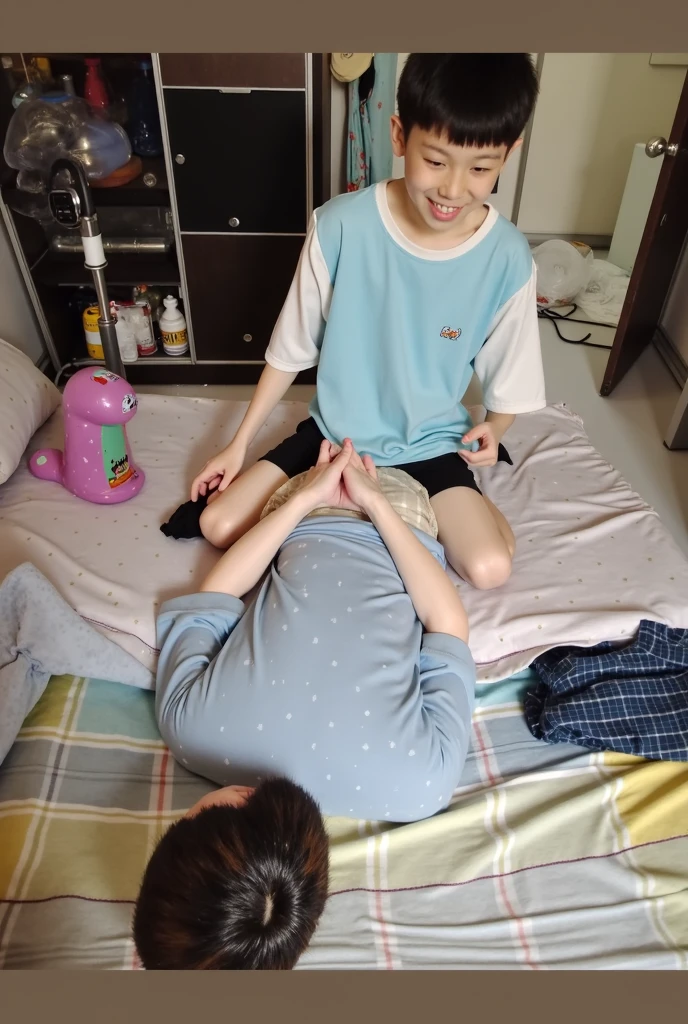 there is a man and a woman laying on a bed, fight scene, insane action pose, fighting scene, posing for a fight, horror dramatic moment, choreographed fight scene, extreme face contortion, video still, head is up, doing martial arts, trampling over pyongyang, best scene, extreme pose, epic fight scene