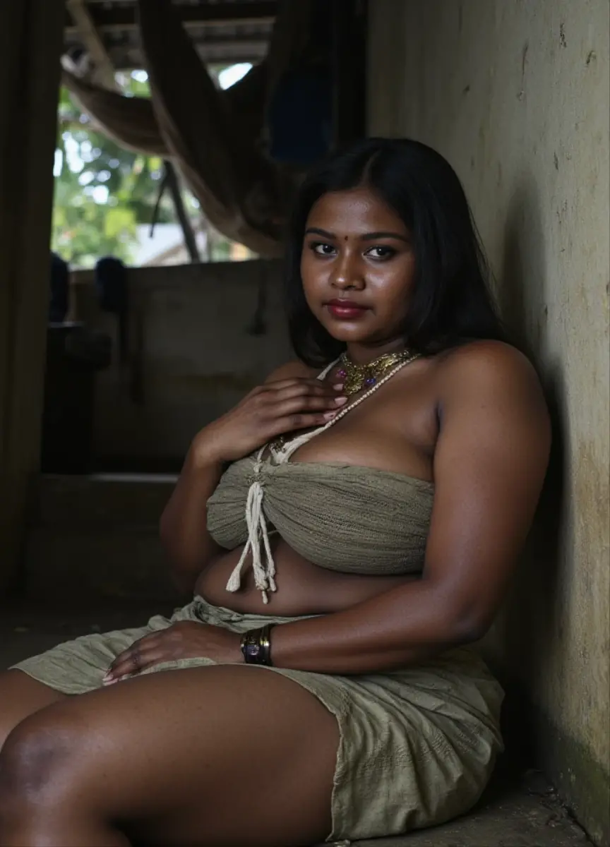 A typical Mauritanian woman, wearing typical Mauritanian costumes and accessories. Inside a traditional Mauritanian site. With the colors of the Mauritanian flag. beautiful face. Linda. chubby. pregnant. 9 months pregnant. Perfect and detailed pregnant belly. pregnant breasts. NUDE. sitting on a bench. at dusk. hyperrealisti. hyper detailled. perfect human hands. perfect human eyes.