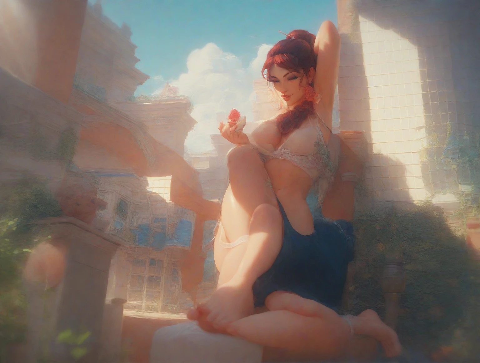 (((rarity as a seductive teen))) , Slender body , (((((flower field))))), (((roman empire))) ,(((ancient roman city))),(((rear nudity)) , (((standing next to valley))), (((hand on ivy covered wall))), (((posing))), (((happy wicked smile))) ,(((wear light blue sheer lace transparent see through prom dress))) , (((upskirt))) , (((bare ass))),sexy pose , (((lewd and erotic)))) , (((no underwear))) , topless , exposed genitals ,((( lust in her face))) , sexual pleasured face , breasts are visible , wear high heels , wide angles ,pubic hair ,feet , vagina is visible ,naked , nude , (((full body is visible))) ,relaxed ,orgasm , (((sexy pose))) , sexy face, bracelets , big perfect breasts , lush breasts , Bulky Breasts , voluminous breasts ,look at to viewer , eye contact, high quality , detailed , wallpaper , realistic , feet are visible , (((side back view))) , behind her ,(((close view))) ,(((look back to viewer)))