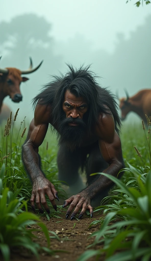 Collage of 10 images that represent what primitive man was like