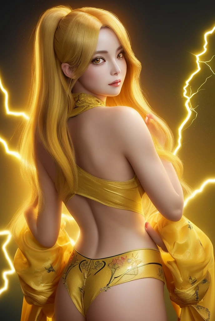 young sexy japanese girl, 18 years old, cute baby face, blue eyes, ((gold bracelet)),(gold ring on hand), (gold ring on body), ((gold wing on back)), Big Breasts, ((Light yellow hair)), (((ponytail Hair))), Earrings, (warrior of dynasty castle), (dynasty warrior), 8k, Highest quality, masterpiece,Highest quality