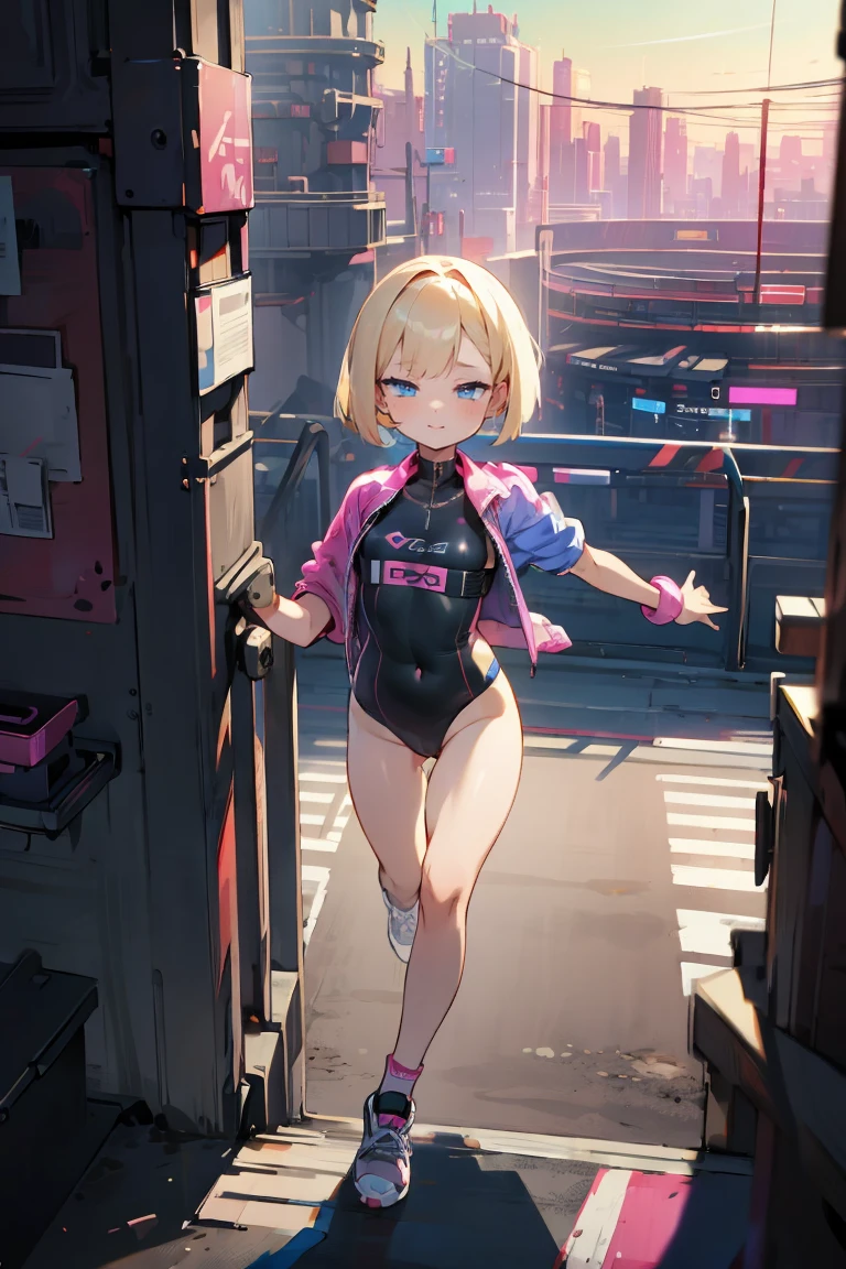 score_9, score_8_up, score_7_up, source_anime, best quality, masterpiece, official art, absurdres, highres, ultra-detailed,waifu2x,Collection: Slice of Life,break,1girl, cyborg girl, briliant azure eyes, crop top cyborg armor, futuristic headset, futuristic tech, mindcontrol device installed on head, yes covered with tech, tomboy, tanned-skinned female, short hair, low ponytail, flat chest, beautiful detailed eyes, sweat, open mouth, (yawn:0.3), sleepily, standing, futuristic city, wind, break, from bellow, full body view, (clear line illustration:1.2),very high resolution, very aesthetic, super detailed skin, Best sexual lighting powered by famous artist, 8k,cute picture,beauty illustration,photoshop_(medium),,(Detailed Lighting),best anime 8k konachan wallpaper, pixiv contest winner,