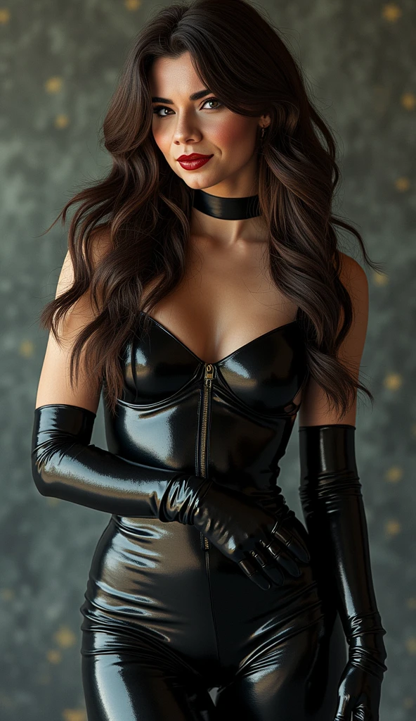 Italian, tanned, elegant woman wearing devil horns, leather harness, beautiful young catgirl, masked, (nsfw) not safe for work, she is facing the camera, sexy look at the camera, dominatrix, wrapped in leather straps, showing breasts, long dark hair, sexy lips, erotic, sensual, beautiful red lips, piecing eyes, holding a whip, fit slender body, bushy triangle pubic hair, full pussy lips, moist vagina, hot, sexy, sweat on breats,
