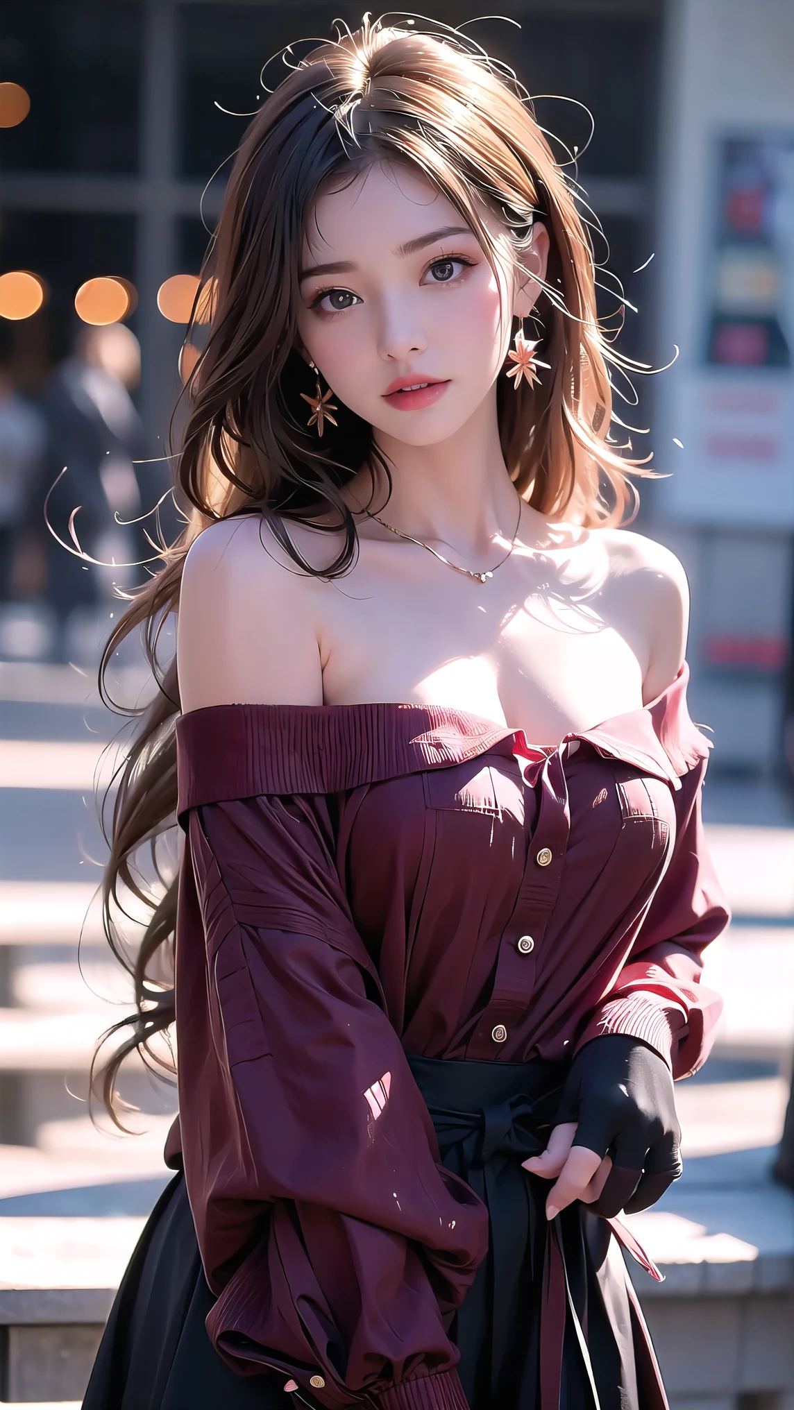 ((of the best quality)), ((masterpiece)), ( details), 1 girl, off-shoulder sweater,