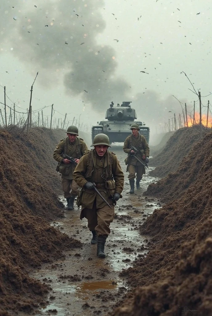 wide-shot, action, war photography of (wwone:1), (TwinRealms:1) "A soldier's face reflects the haunting reality of war", "The aftermath of a bombing, captured in a single frame", "The bravery of war journalists, capturing the truth", "Civilians flee from the destruction of their city", "The fear and desperation of a war-torn society", "The toll of war on the human spirit", "The unspoken story behind every war photograph", "The scars of war etched into the landscape", "The search for hope in the chaos of conflict", "The power of a single image to inspire change"