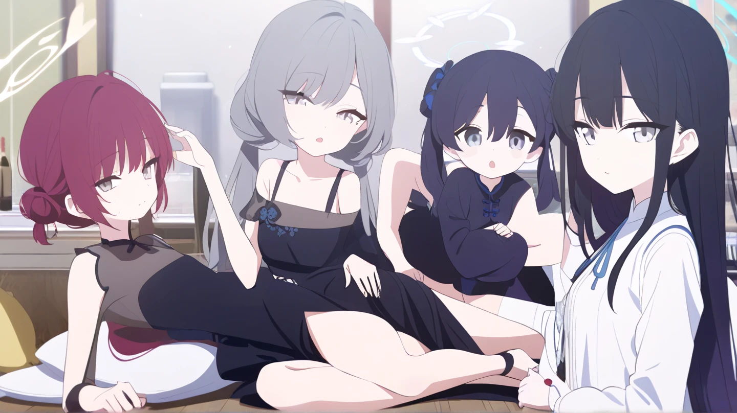 Yoshiko Tsushima Blue Hair Red Eye Right bun hairstyle Semi-long hair Black negligee bed bedに横たわる Fiddling with hair Black garter belt smile Huge breasts Seduce Dark Room Love Hotel night Cleavage bedに寝る Throw kiss Sweaty