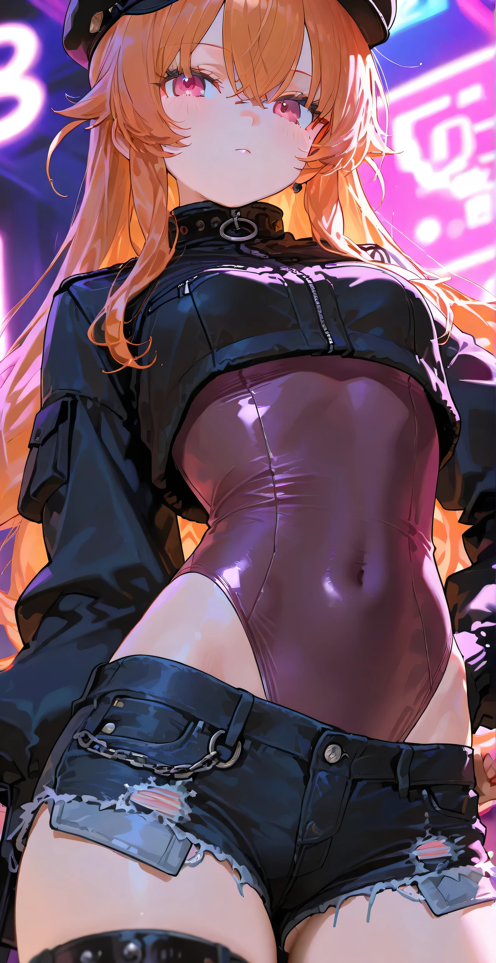 Long wavy blonde hair, green eyes, glasses, pink bow, massive , big ass, juicy lips, big lips, droopy purple eyes, massive lashes,smiling, ((platform boots)), gothic clothes, dark makeup, lace, corset, ((plain background))