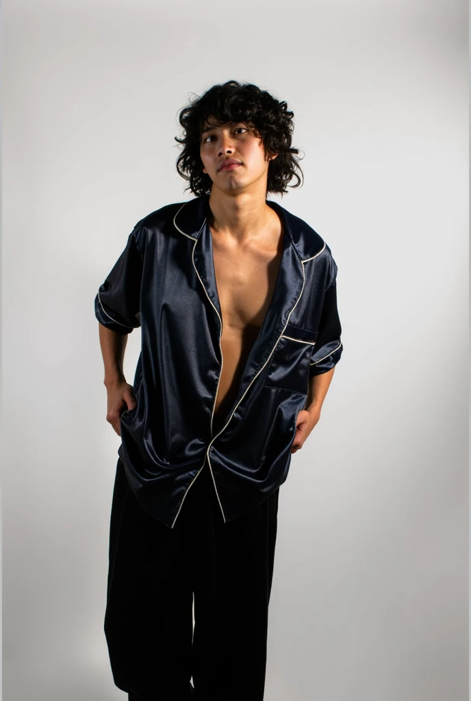 Boy shirt's buttons opened 