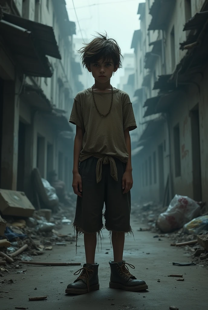 Create a drug-addict-looking boy walking
