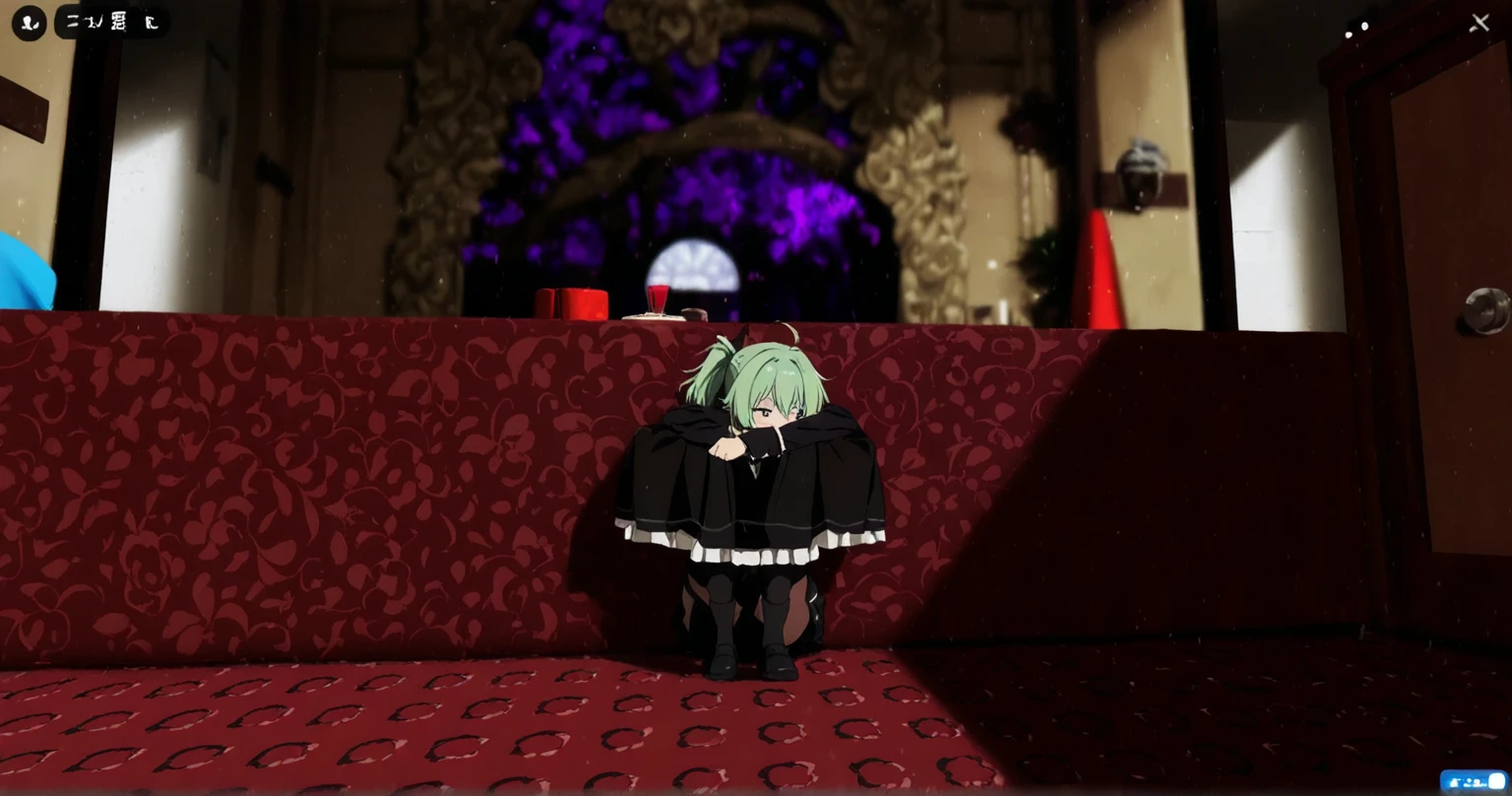 Ocean,sky,Looking_at_Viewers,Devil,nun,The shirt,a garter belt,Best quality,Black ribbon,Mature female,Rainy days,Cute face,illustration,shirts lift,Blush,Cross necklace,hand on her own chest,Red eyes,Bare shoulders,Red hair,Beautiful detailed starry sky,mediating_Breasts,ankle_lace-up,Very_Close_To_Viewers