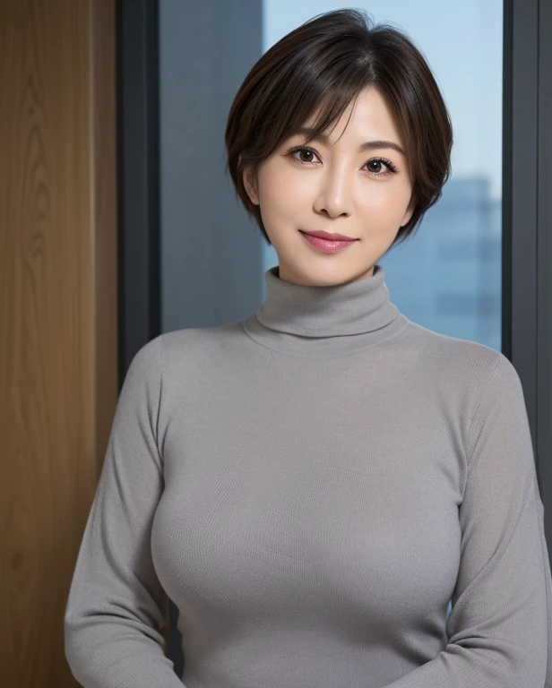 50 year old mature woman、japanese woman、sex appeal, sexy,fine skin、sterpiece、Beautiful breasts high quality、perfect writing、Super beautiful、facial high definition、Makeup is light、Beautiful butt high quality、Shining beautiful skin、Shining beautiful skin step piece、Transparent beauty、Goddess of Eros、photorealistic、looking at the camera、whitening skin、masterpiece、short hair、School Teacher、Plump body shape、Tight Skirt、suit figure、Crouching posture