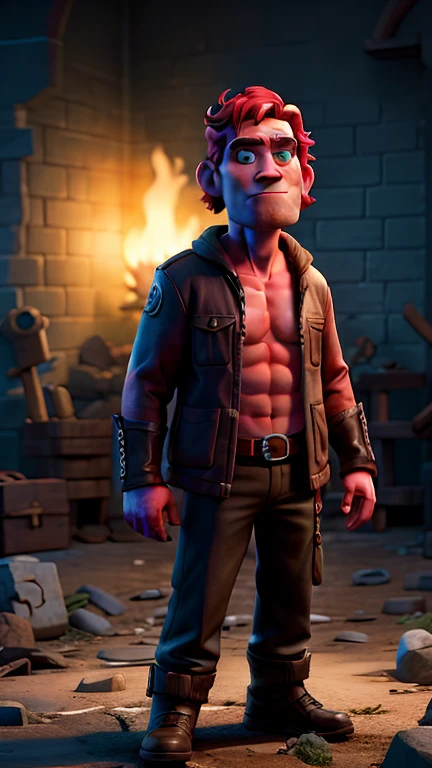 Homen magro e alto, bonito, well-defined body with muscles, tattoo closed arms, piercing na sombrancelha, cabelo curto branco, yellow eyes with black eyeliner, wearing black leather pants and a sleeveless blouse holding a raccoon on her lap.