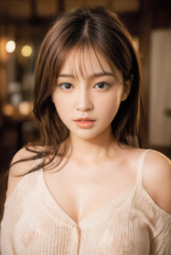 ((highest quality, 8K, masterpiece :1.3)), sharp focus:1.2, bright colors, Professional level, ((Bokeh effect)), shallow depth of field,
20 year old female, (Half Japanese and half German woman), 1 person, Beautiful face with intelligence,
supple body :1.3, model body shape:1.5, 頭w:1.4, perfect style:1.4,
narrow shoulders, beautiful clavicle, long and thin legs, The beauty of slim abs :1.2, thin waist :1.2,
super dense skin, Fair skin, shiny skin,
super detailed face, slim facial contour, beautiful small face, beautiful nose,
highly detailed eyes, long slit eyes, brown eyes, double eyelid, beautiful thin eyebrows, fine long eyelashes,
super detailed lips, plump lips, glossy pink lips, My cheeks turned red, beautiful teeth,
beautiful actress' perfect makeup, silver necklace, earrings,
light brown hair, delicate soft hair,
(short bob, ponytail :1.2), layer cut, (dull bangs:1.2),
open mouth half way, fascinating look, stare at the camera,
(Full body image from thighs:1.3), forward leaning posture, dynamic lighting,