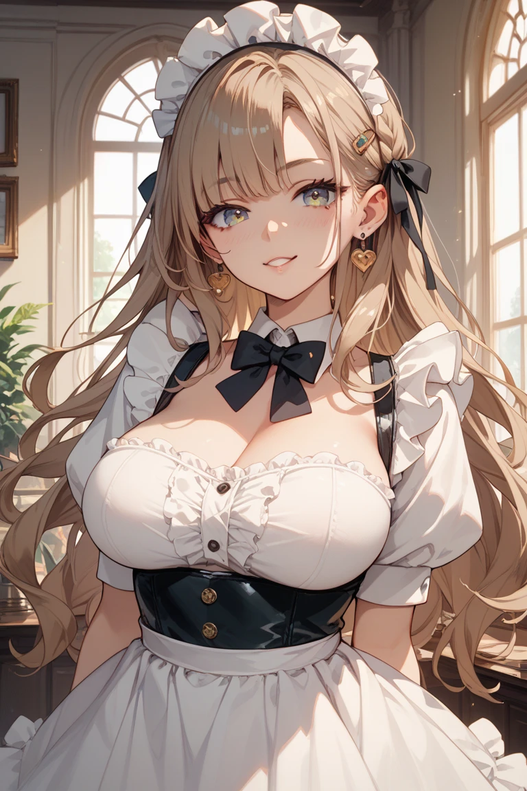 ((masterpiece,intricate details)),realistic, photorealistic,1girl,mature female,brown eyes,blush,
Voluminous afro,,silver hair,
:o,
large breasts,
thick thighs,
put one's legs together:1.2,
,
necktie,
pleated skirt,
white legwear,
wedge heels,
,rainforest,cumulonimbus,((upper body)),
from above,
depth of field,looking at viewer, Table, Beautiful woman, , Japanese, Underbust, piercings, Clipping-fc, Bright blonde hair, Curly pigtails, classroom, uniform, big breast