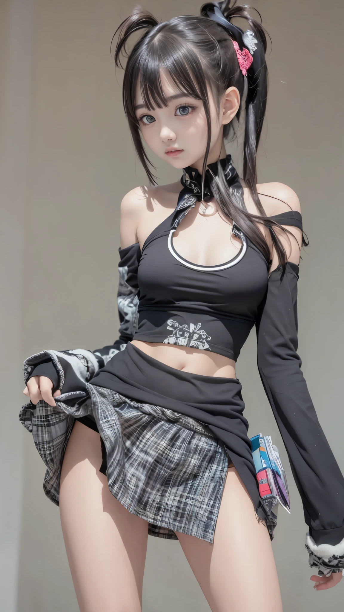 photorealistic:1.32、of the best quality、ultra high definition、(((The most beautiful girl in the world)))、Japanese、(((beltbra, bandeau, 細いmicro top:1.2))), ((micro skirt))、(ponytail)、 (( jacket that widens your crotch))、(detailed hands:1.3, small right hand:1.3), ((slender body line in a nice hospital))、(Tight Waist), (thin thighs)、(PERFECT ANATOMY:1.3)