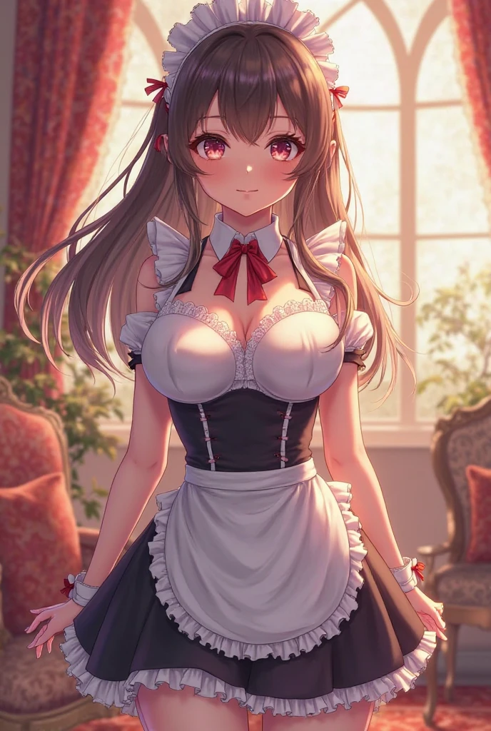 masterpiece,Highest quality,Very detailed,Maid Girl,Maid clothes,Long Skirt, teenager,Perfect Face,smile,Beautiful and detailed eyes,Beautiful Skin,skinny,Small breasts,Dynamic,Antique coffee shop