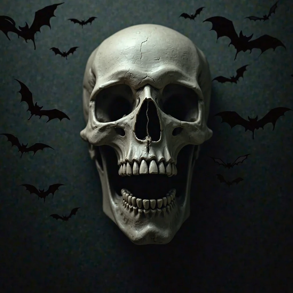 Same skull with zooming in eyes & cooming out some crow