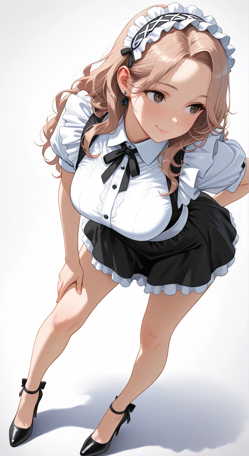 ((masterpiece, Highest quality, High resolution, 超High resolution, Pixel perfect, Depth of written boundary, 4K, RTTX 10.0, High resolution)), One girl, single, alone, Beautiful Anime Girls, Beautiful art style, Anime characters, ((Long Hair, Parted bangs, Brown Hair)), (Green Eyes:1.4, Round eyes, Beautiful eyelashes, Realistic eyes), (Detailed face, blush:1.2), (Smooth texture:0.75, Realistic texture:0.65, Realistic:1.2, Anime CG style), Large Breasts, Cleavage, (Dynamic Angle, Dynamic pose:1.4, Focus on your audience), Perfect body, Big Breasts, ((White sweater, Long sleeve, Pleated skirt, stockings)), smile, Open your mouth, Leaning forward, Put your hands behind your back, amusement park, Diamond Necklace, Round earrings, 1 girl