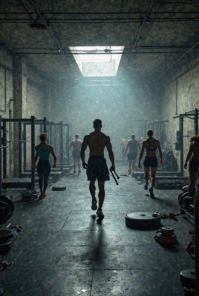 gym, in the basement 