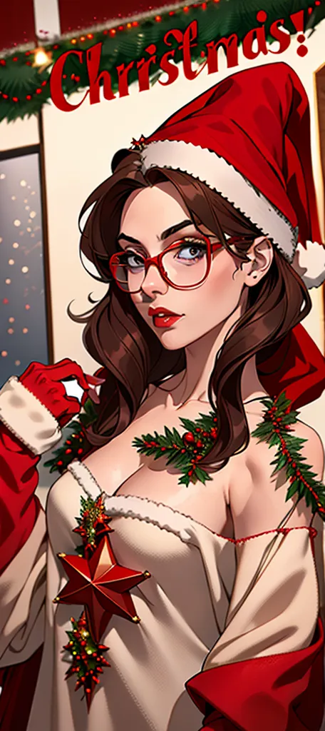 Christmas milf, red head, glasses