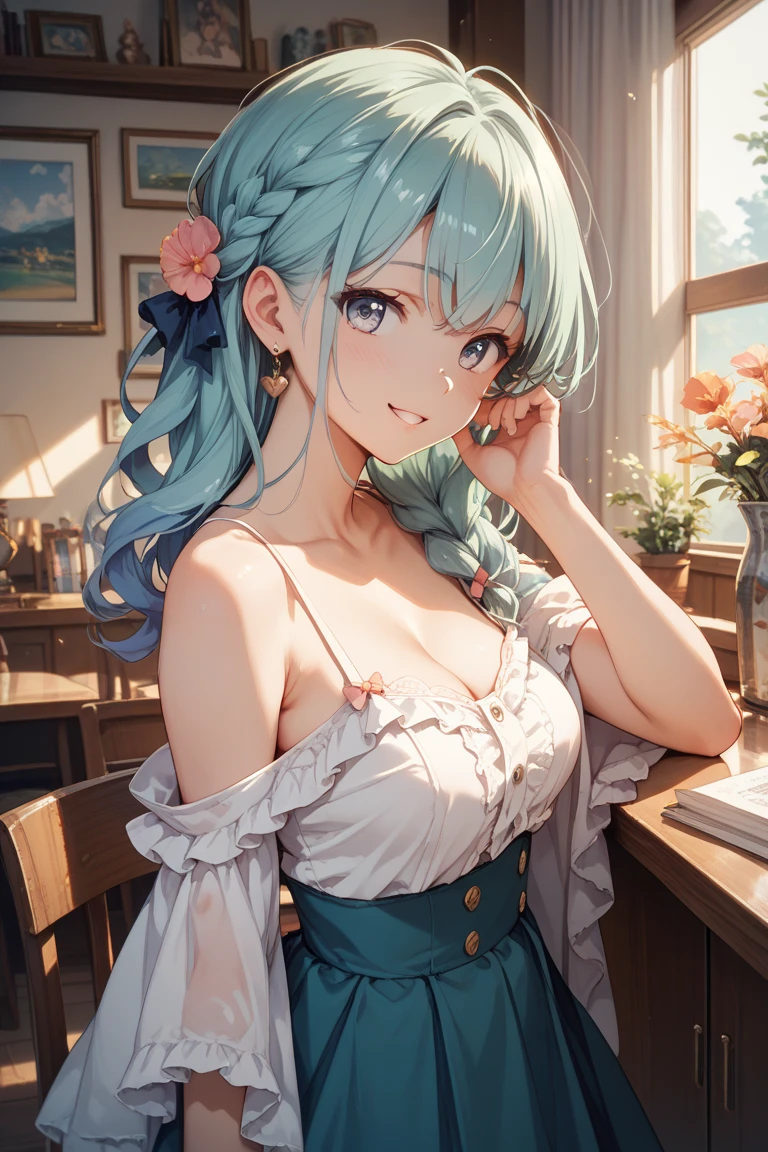 (masterpiece:1.2, top-quality), ultra high res, ultra detailed, (realistic, photorealistic:1.4), beautiful illustration, perfect lighting, colorful, depth of fields,
looking at viewer, full body, front view:0.6, 1 girl, solo, japanese, university student, (large breasts:0.8, large ass, seductive thighs, skindentation),
(long hair:1.5, messy hair:1.2, ponytail), silver hair, asymmetrical bangs, emerald green eyes, (shiny skin),
beautiful hair, beautiful face, extremely detailed face, beautiful detailed eyes, beautiful clavicle, beautiful body, beautiful chest, beautiful thigh, beautiful legs, beautiful fingers,
(beautiful scenery), night, (modern), dining room, dining table, dining chair,
((yellow tank top, denim mine skirt)), bare legs, black sports bra,
(sitting chair, grasp the rice paddlewith your right hand, grasp the rice bowl with your left hand), (happy smile, open mouth),