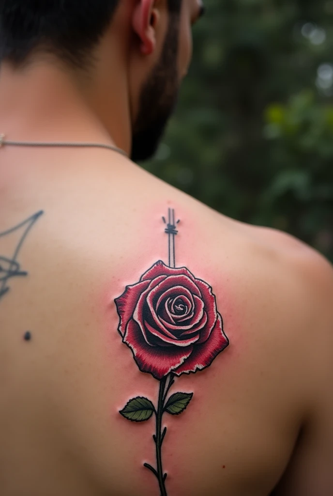 Rammstein logo tattoo with roses